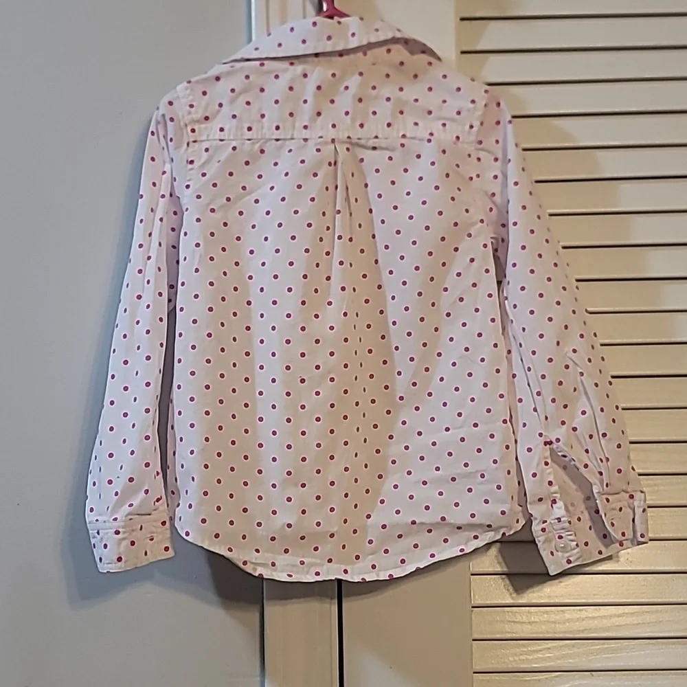 Gymboree White Button-Down Shirt with Pink Polka Dots